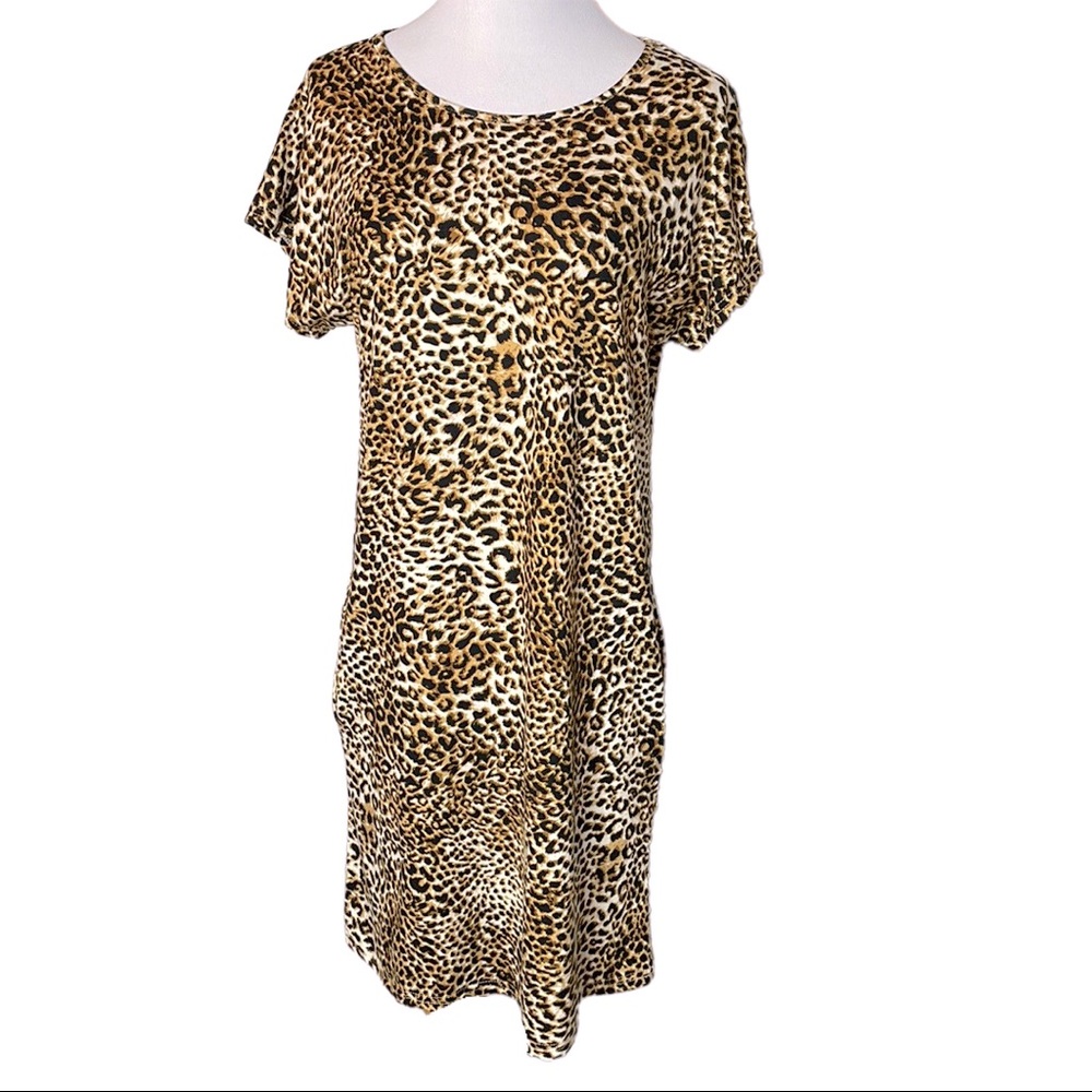Emerson Kate Boutique Soft Leopard Print Shirt Dress with Pockets